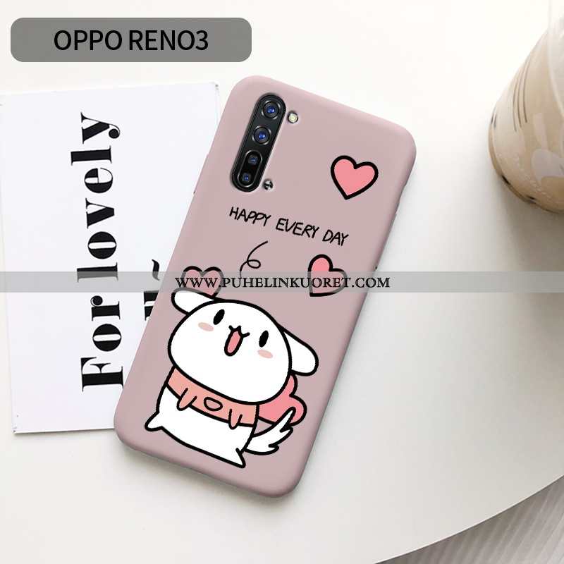 Kotelo, Kuori Oppo Reno 3 Ihana Ultra Jauhe Pesty Suede Valo Pinkki