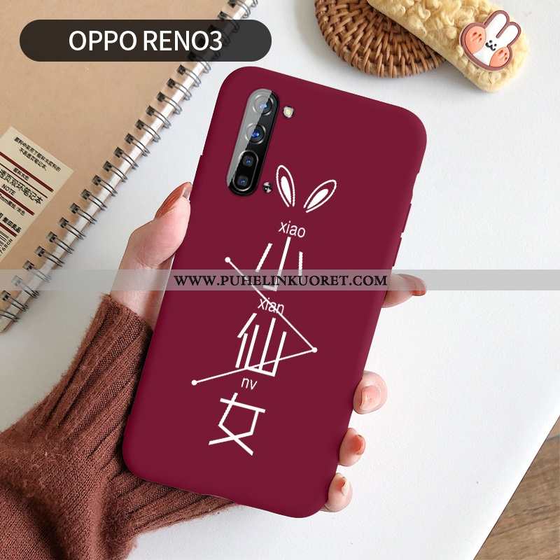 Kuori, Kuoret Oppo Reno 3 Pesty Suede Luova Punainen Valo Net Red