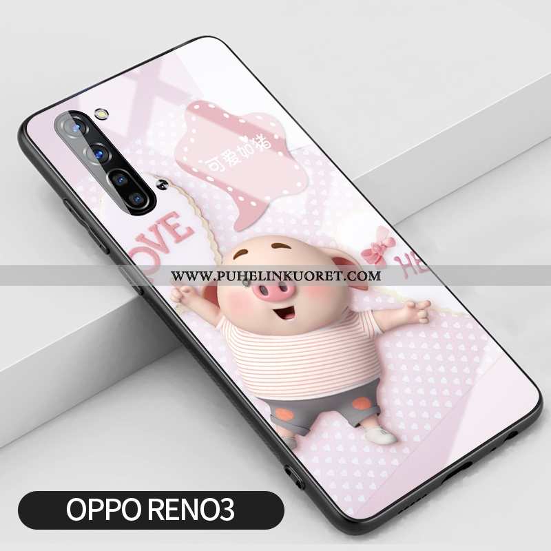 Kotelo, Kuori Oppo Reno 3 Suuntaus Silikoni Jauhe Lasi Luova Pinkki