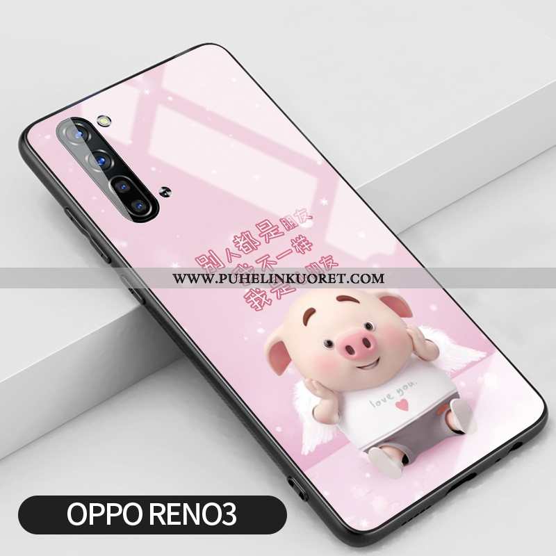 Kotelo, Kuori Oppo Reno 3 Suuntaus Silikoni Jauhe Lasi Luova Pinkki