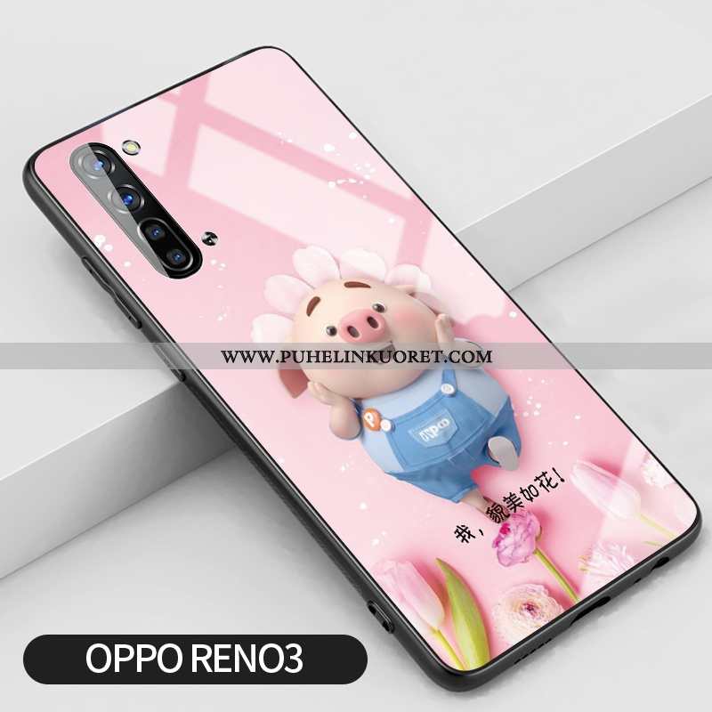 Kotelo, Kuori Oppo Reno 3 Suuntaus Silikoni Jauhe Lasi Luova Pinkki