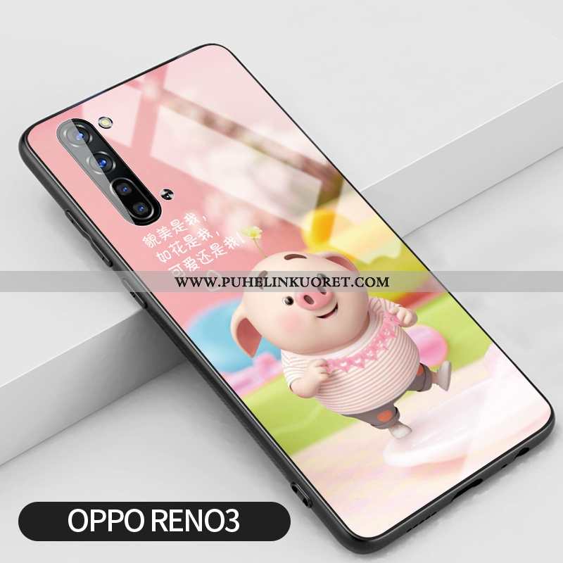 Kotelo, Kuori Oppo Reno 3 Suuntaus Silikoni Jauhe Lasi Luova Pinkki