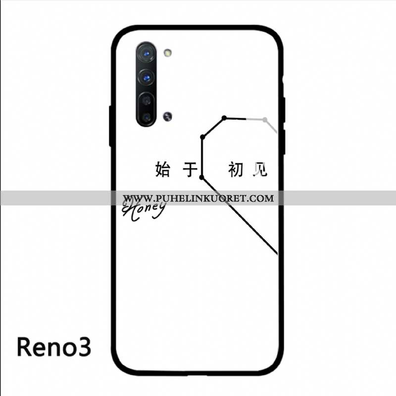 Kuori, Kuoret Oppo Reno 3 Lasi Suuntaus Rakastunut Taide Kotelo Valkoinen