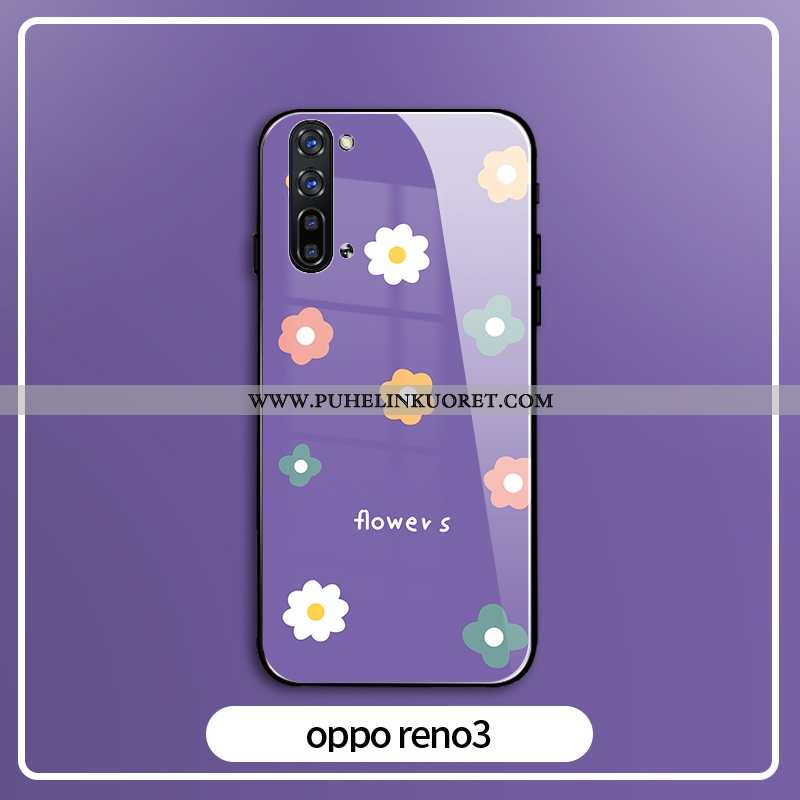 Kotelo, Kuori Oppo Reno 3 Luova Silikoni Lasi Puhelimen Suojaus Violetti