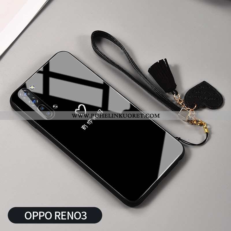 Kuori, Kuoret Oppo Reno 3 Silikoni Suojaus Lasi Kuori Pieni Mustat