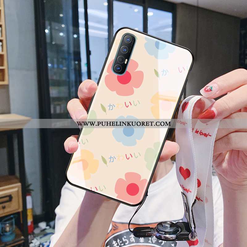 Kotelo, Kuori Oppo Reno 3 Pro Silikoni Lasi Ultra Kukkia Puhelimen Beige