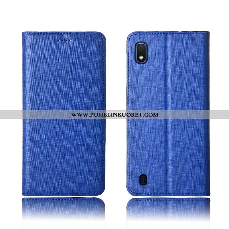 Kotelo, Kuori Samsung Galaxy A10 Pesty Suede Aito Nahka Suojaus Nahkakuori Sininen