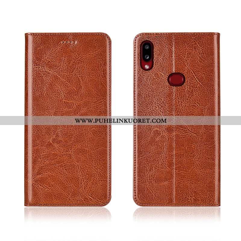 Kuori, Kuoret Samsung Galaxy A10s Nahkakuori Pesty Suede Aito Nahka Suojaus Ruskea