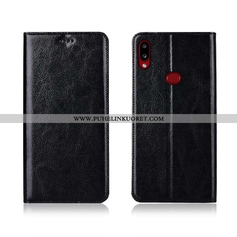 Kuori, Kuoret Samsung Galaxy A10s Nahkakuori Pesty Suede Aito Nahka Suojaus Ruskea