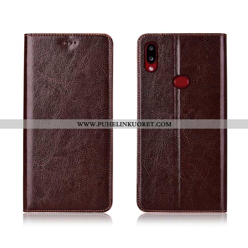 Kuori, Kuoret Samsung Galaxy A10s Pesty Suede Aito Nahka Murtumaton Kuori Ruskea