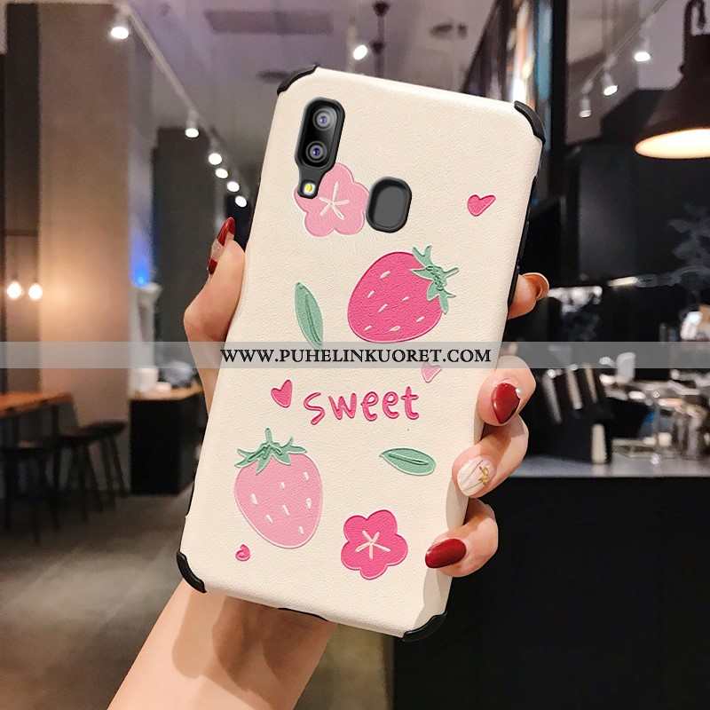 Kuoret, Kotelo Samsung Galaxy A20e Pesty Suede Kohokuviointi Murtumaton Suojaus Pinkki