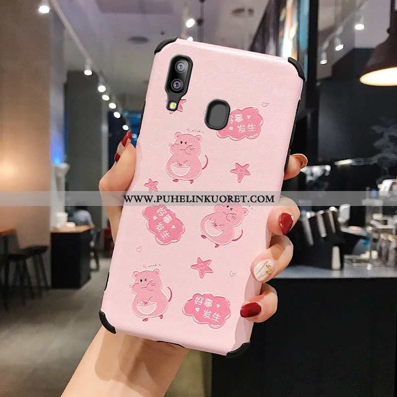 Kuoret, Kotelo Samsung Galaxy A20e Pesty Suede Kohokuviointi Murtumaton Suojaus Pinkki