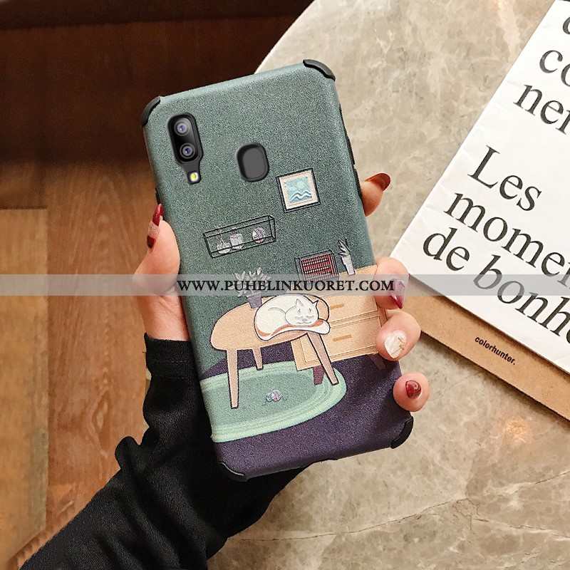 Kuoret, Kotelo Samsung Galaxy A20e Pesty Suede Kohokuviointi Murtumaton Suojaus Pinkki