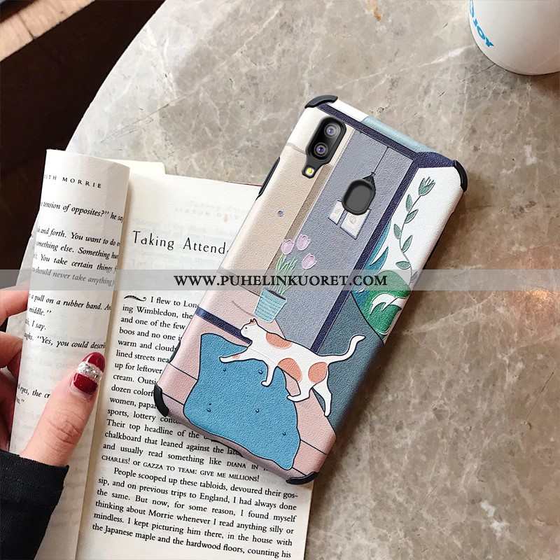 Kuoret, Kotelo Samsung Galaxy A20e Pesty Suede Kohokuviointi Murtumaton Suojaus Pinkki