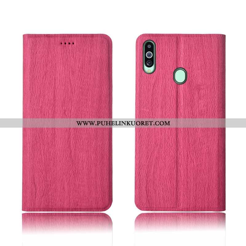 Kotelo, Kuori Samsung Galaxy A20s Nahkakuori Pesty Suede Tähti Murtumaton Punainen Pinkki