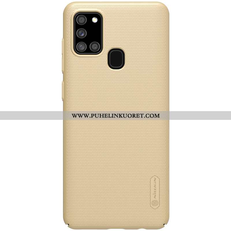 Kuori, Kuoret Samsung Galaxy A21s Suojaus Pesty Suede Kulta Kotelo Puhelimen Sininen