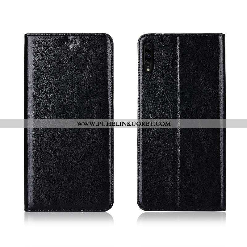 Kotelo, Kuori Samsung Galaxy A30s Kukkakuvio Suuntaus Kuoret Pesty Suede Nahkakuori Mustat