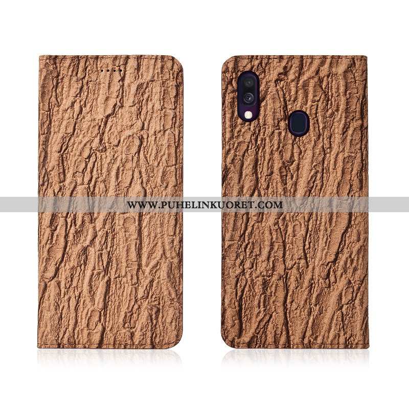 Kuoret, Kotelo Samsung Galaxy A40 Pesty Suede Aito Nahka Suojaus Nahkakuori Murtumaton Punainen