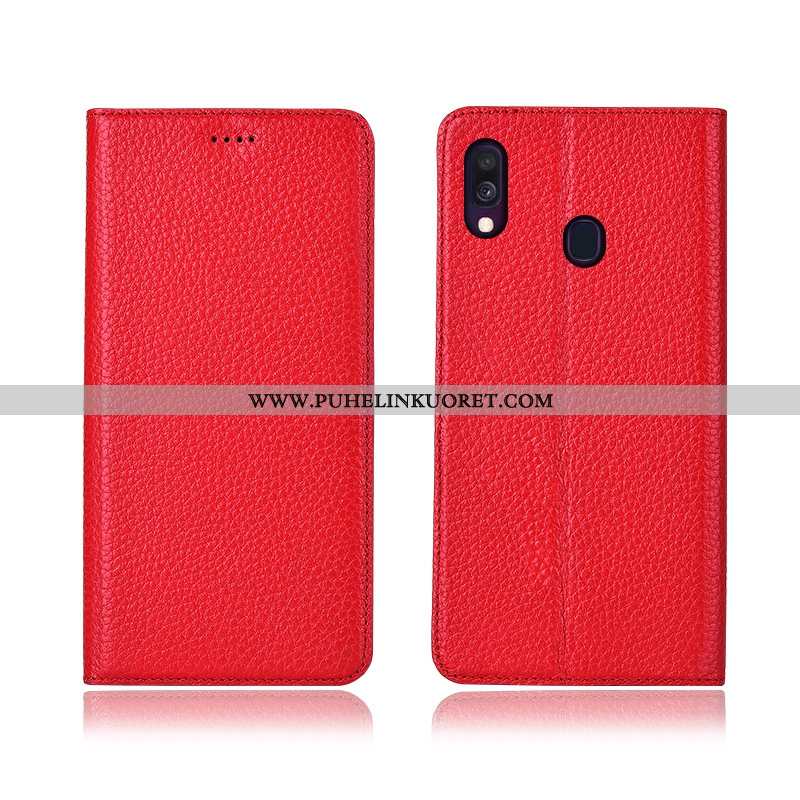 Kuori, Kuoret Samsung Galaxy A40 Silikoni Suojaus Kuori Kotelo Pesty Suede Mustat