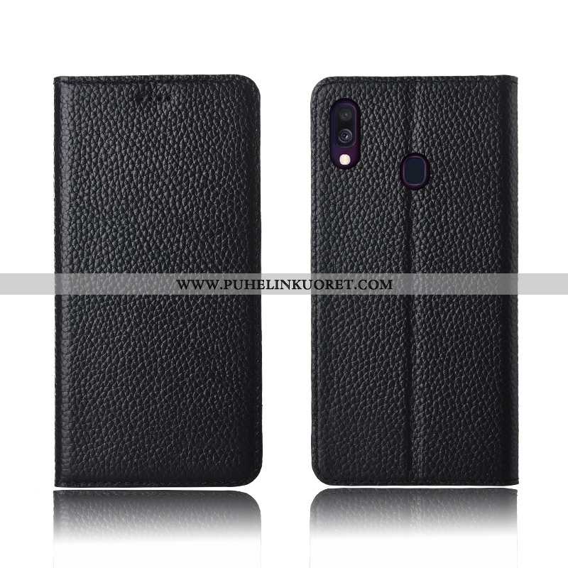 Kuori, Kuoret Samsung Galaxy A40 Silikoni Suojaus Kuori Kotelo Pesty Suede Mustat