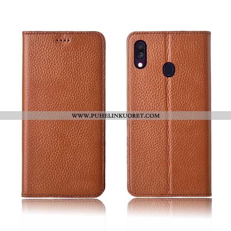 Kuori, Kuoret Samsung Galaxy A40 Silikoni Suojaus Kuori Kotelo Pesty Suede Mustat