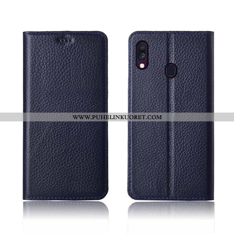 Kuori, Kuoret Samsung Galaxy A40 Silikoni Suojaus Kuori Kotelo Pesty Suede Mustat