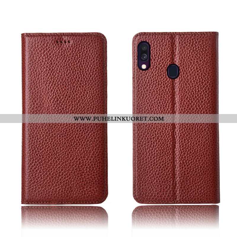 Kuori, Kuoret Samsung Galaxy A40 Silikoni Suojaus Kuori Kotelo Pesty Suede Mustat