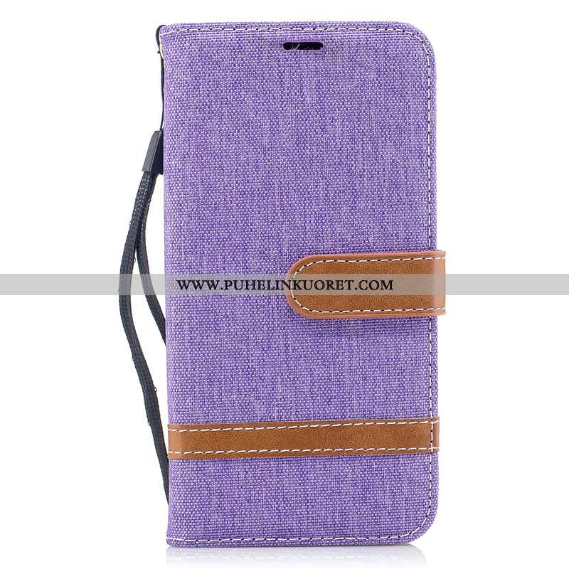 Kuori, Kuoret Samsung Galaxy A50 Nahkakuori Salkku Denimi Violetti Suojaus