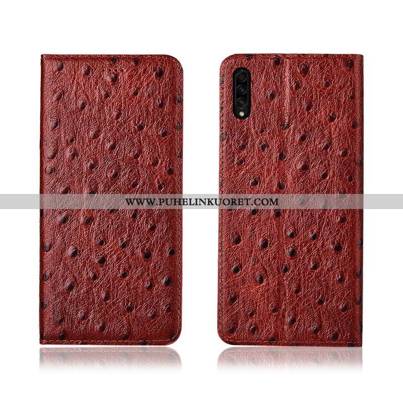 Kuori, Kuoret Samsung Galaxy A50s Pesty Suede Aito Nahka Nahkakuori Murtumaton Silikoni Ruskea