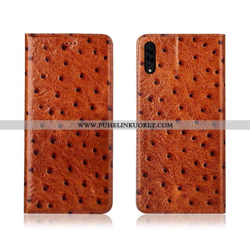 Kuori, Kuoret Samsung Galaxy A50s Pesty Suede Aito Nahka Nahkakuori Murtumaton Silikoni Ruskea