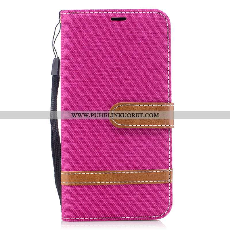 Kuori, Kuoret Samsung Galaxy A50s Nahkakuori Salkku Punainen Kuori Suojaus Pinkki
