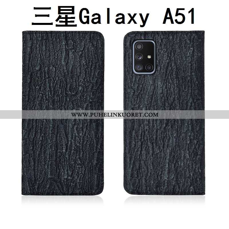 Kuori, Kuoret Samsung Galaxy A51 Nahka Silikoni Kotelo Kuori Suojauskuori Mustat