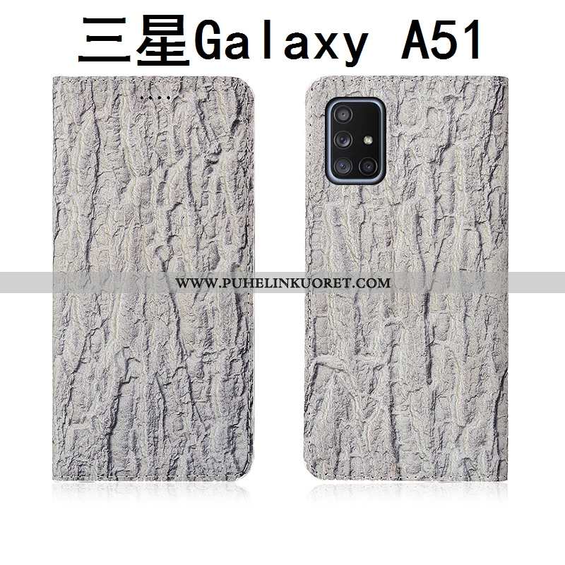 Kuori, Kuoret Samsung Galaxy A51 Nahka Silikoni Kotelo Kuori Suojauskuori Mustat