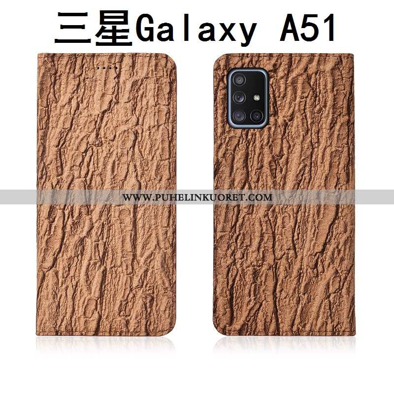 Kuori, Kuoret Samsung Galaxy A51 Nahka Silikoni Kotelo Kuori Suojauskuori Mustat