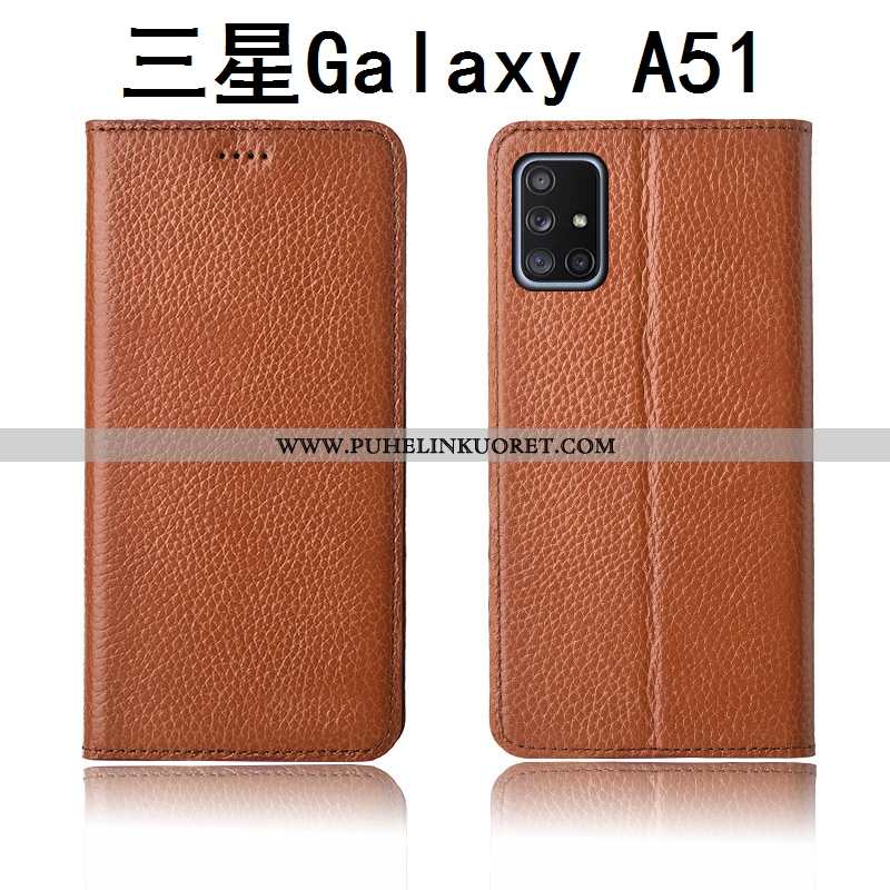 Kotelo, Kuori Samsung Galaxy A51 Nahkakuori Pesty Suede Tähti Kotelo Murtumaton Khaki