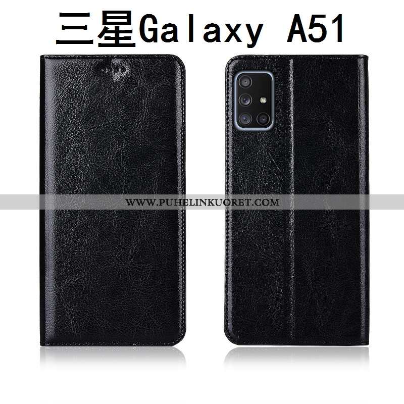 Kuoret, Kotelo Samsung Galaxy A51 Silikoni Suojaus Pesty Suede Aito Nahka Tähti Ruskea