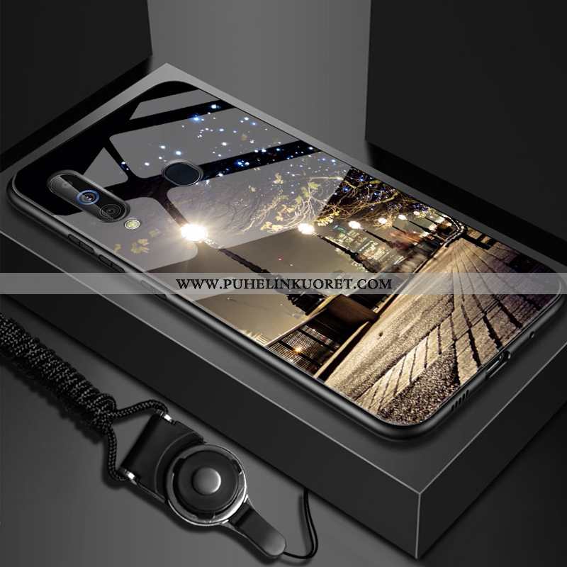 Kotelo, Kuori Samsung Galaxy A60 Suojaus Lasi Silikoni Puhelimen Mustat