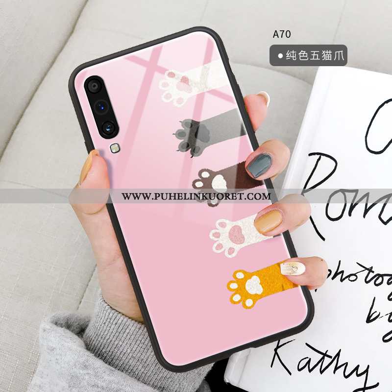 Kuoret, Kotelo Samsung Galaxy A70 Valo Silikoni Kissa Kuori All Inclusive Pinkki