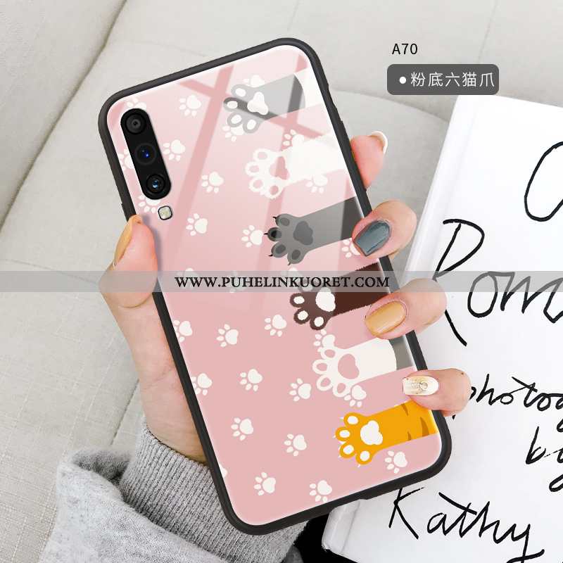 Kuoret, Kotelo Samsung Galaxy A70 Valo Silikoni Kissa Kuori All Inclusive Pinkki