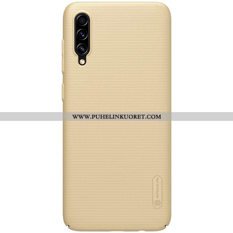 Kuoret, Kotelo Samsung Galaxy A70s Valo Suojaus Murtumaton Kulta Pesty Suede Sininen