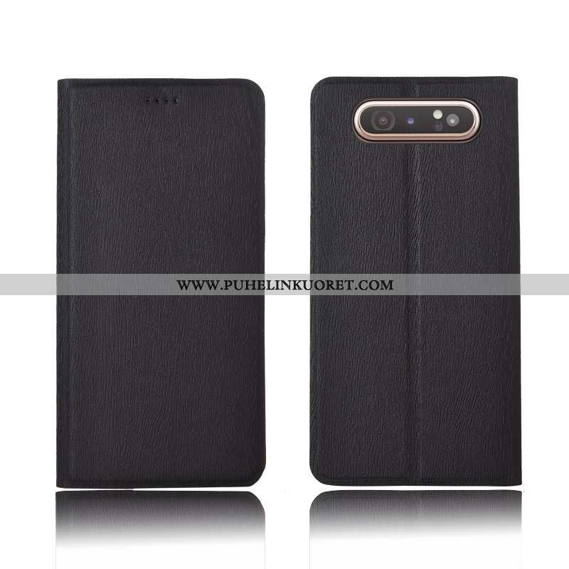 Kuori, Kuoret Samsung Galaxy A80 Suojaus Nahkakuori Pesty Suede Kukkakuvio Murtumaton Sininen