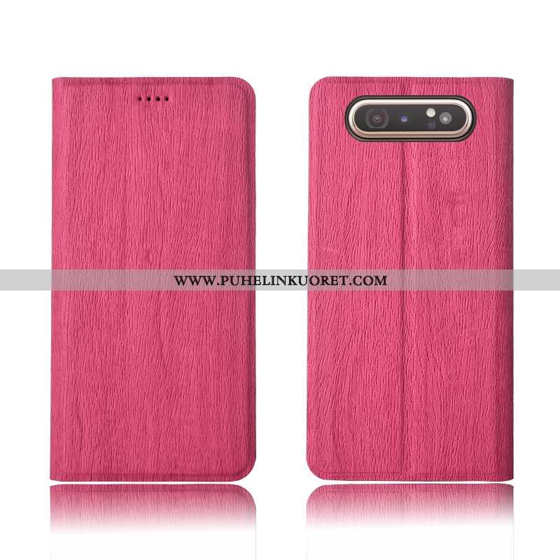 Kuori, Kuoret Samsung Galaxy A80 Suojaus Nahkakuori Pesty Suede Kukkakuvio Murtumaton Sininen