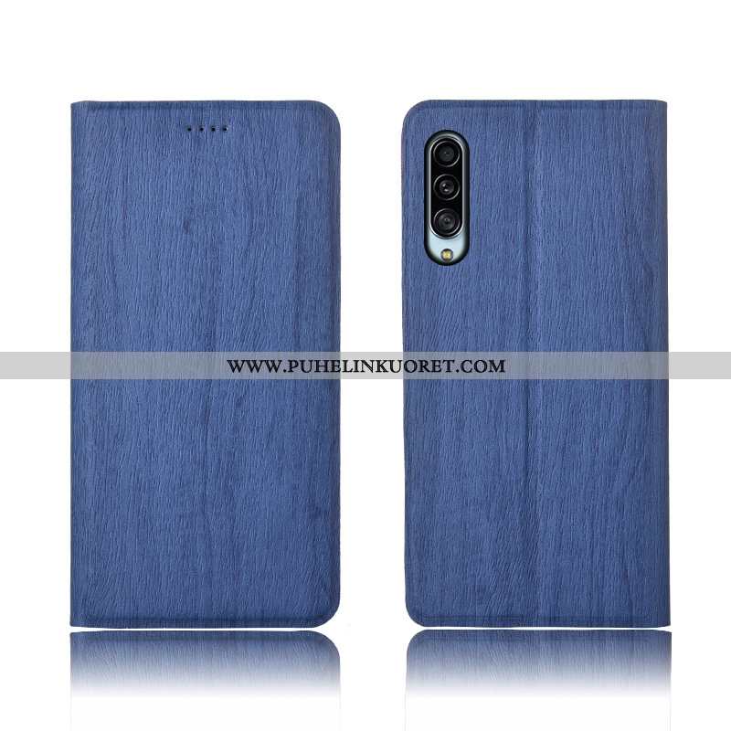 Kuoret, Kotelo Samsung Galaxy A90 5g Silikoni Suojaus Puu Nahkakuori Pesty Suede Sininen