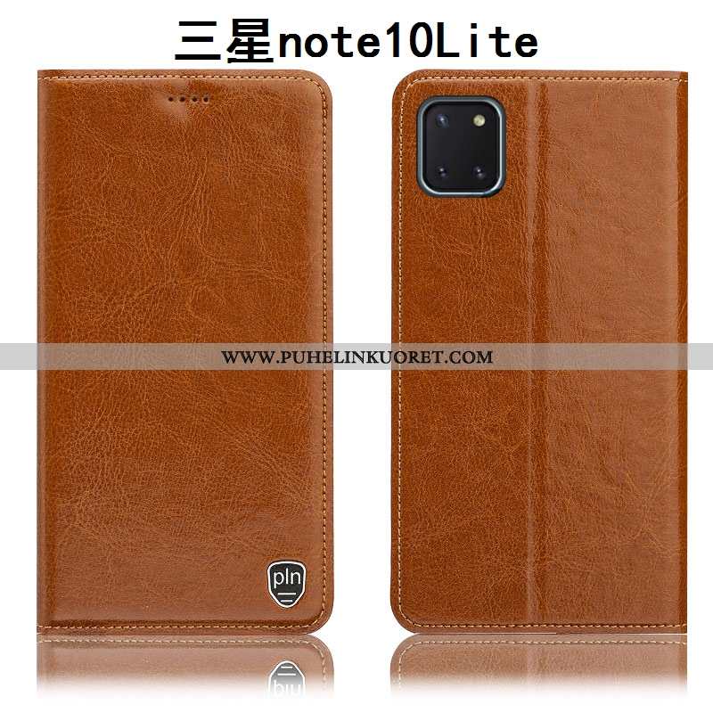 Kuori, Kuoret Samsung Galaxy Note 10 Lite Suojaus Aito Nahka Khaki Puhelimen Kukkakuvio