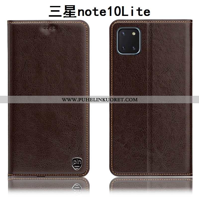 Kuori, Kuoret Samsung Galaxy Note 10 Lite Suojaus Aito Nahka Khaki Puhelimen Kukkakuvio