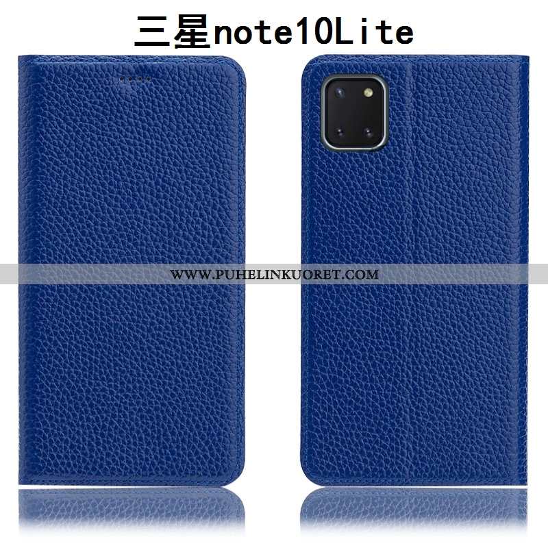 Kuori, Kuoret Samsung Galaxy Note 10 Lite Suojaus Nahkakuori Tummansininen Kotelo Kuori Tummansinise