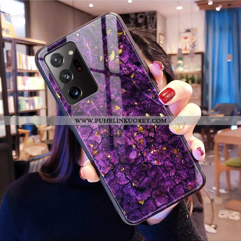 Kotelo, Kuori Samsung Galaxy Note20 Ultra Lasi Kukkakuvio Tähti Violetti Puhelimen