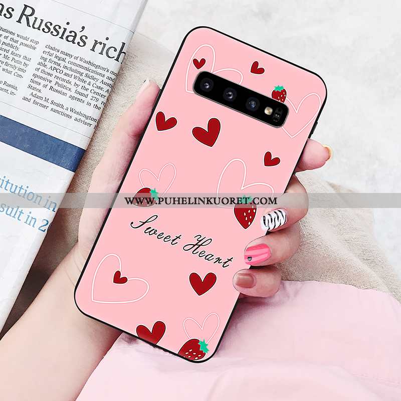 Kuori, Kuoret Samsung Galaxy S10 Silikoni Persoonallisuus Pehmeä Neste Kotelo Pu Pinkki