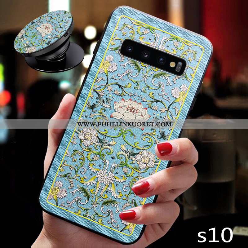 Kuori, Kuoret Samsung Galaxy S10 Silikoni Pesty Suede Kuori Kiinalainen Tyyli Suuntaus Sininen