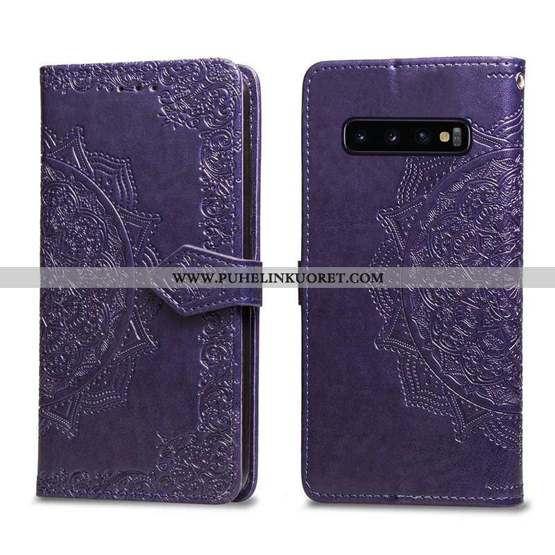 Kuoret, Kotelo Samsung Galaxy S10+ Nahkakuori Kuori Puhelimen Violetti Tähti